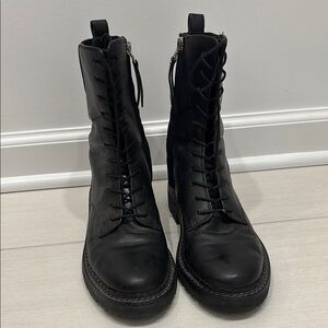 Black Leather Lace-Up Boots